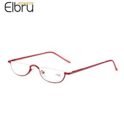 Elbru-Petites lunettes de lecture demi-monture lunettes de personnalité portables lunettes