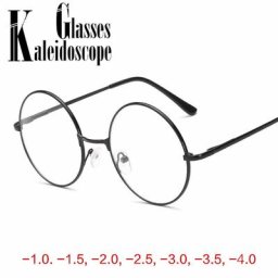 Lunettes rétro à monture ronde en métal pour myopie lunettes de lecture pour hommes et femmes -1.0