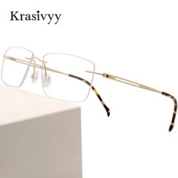 Krasivyy – lunettes en titane pur pour hommes monture carrée sans vis ultraléger myopie