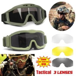 JSJM-Lunettes de protection militaires à 3 lentilles pour hommes divers styles lunettes de tir