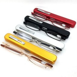 Lunettes de lecture de poche unisexes mini métal mince étui à tube à stylo dioptrie + 1.0 1.5