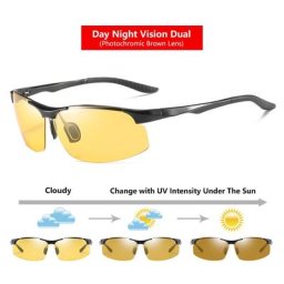 Lunettes de soleil polarisées sans bords pour homme verres de jour pour Vision nocturne
