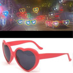 Lunettes de soleil en forme de coeur d'amour pour femmes cadre PC changement de lumière lentille