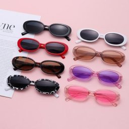 Lunettes de soleil ovales pour femmes rétro marque de styliste vintage yeux de chat rose UV400