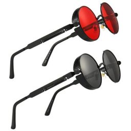 Lunettes de soleil Steampunk en métal pour hommes et femmes lunettes de soleil rondes lunettes de