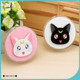 Lymouko-Étui à lentilles de contact pour femme nouveau design chat rond de dessin animé mignon