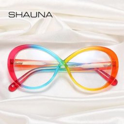 SHAUNA-Lunettes Rondes Anti-Lumière Bleue TR90 Multicolores à la Mode Charnière à Ressort pour