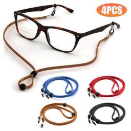 Lot de 4 sangles réglables en cuir pour lunettes cordon de cou chaîne de lunettes lunettes de
