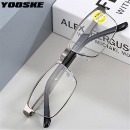 YOOSKE-Lunettes de lecture anti-lumière bleue pour hommes presbytes d'affaires acier inoxydable