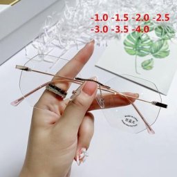 Lunettes de myopie sans monture pour femmes et hommes lunettes en métal irrégulières lunettes pour