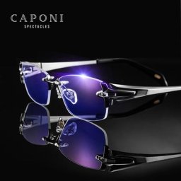 CAPONI-Lunettes sans monture en titane pur pour hommes lunettes de style classique filtre à
