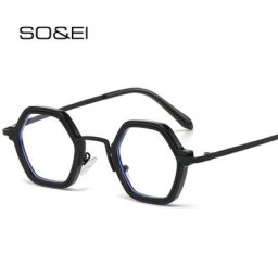 Buc& EI-Lunettes rétro à monture carrée polygone pour hommes et femmes lunettes anti-lumière bleue