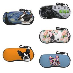 Zoe-Étui à lunettes bouledogue français avec fermeture éclair boîte de rangement pour lunettes