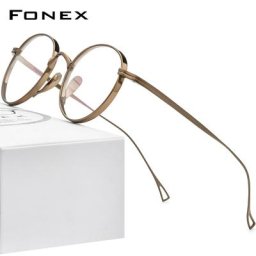 FONEX Pur Titane Lunettes Cadre Hommes Rétro Ronde Lunettes de vue Femmes 2021 Nouveau Millésime