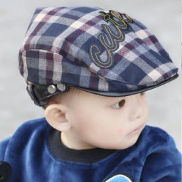 Béret mignon à carreaux pour bébés filles et garçons casquette de soleil avec lettres pour enfants