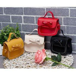 Sac à main en PU pour bébés filles sac à bandoulière de princesse avec nœud papillon sacoche