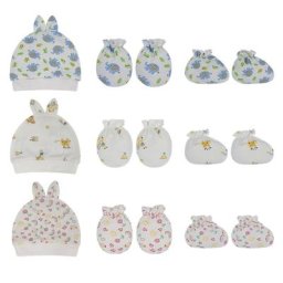 Gants en coton doux anti-rayures pour bébé couvre-pied chapeau ensemble de couvre-chef mitaines
