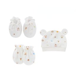Mitaines anti-rayures en coton pour nouveau-né gants chaussettes chapeau protection du visage