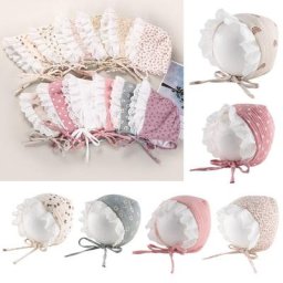Chapeau de soleil Vintage en coton pour bébé fille 0-12M Bonnet unisexe à large bord réglable en