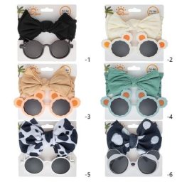 Lunettes de soleil pour bébés filles bandeau élastique nœud de cheveux jolis décors de cheveux