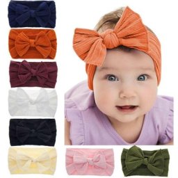 Bandeau élastique à motif de chanvre pour nouveau-né fille large avec nœud en Nylon accessoires