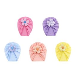 Bonnet Turban à fleurs pour bébé Bonnet musulman couvre-chef coiffure pour fille