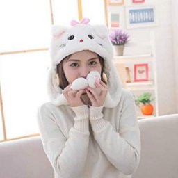 Chapeau d'oreille de chat qui peut bouger chapeau de lapin en peluche chaud mignon qui bouge