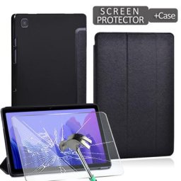 Étui en cuir pliable pour tablette avec support et protection d'écran pour Samsung Galaxy Tab A7