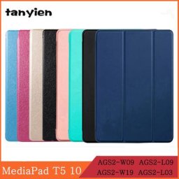 Tablette étui pour Huawei MediaPad T5 10.1 2018 AGS2-W09 AGS2-L09 AGS2-L03 AGS2-W19 Trifold cuir