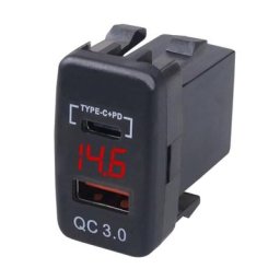 Adaptateur de chargeur de voiture rapide PD USB type-c prises d'interface QC3.0 voltmètre E8BE à