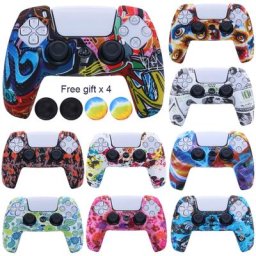 Coque de protection en Silicone souple pour manette de jeu PS5 avec capuchons de poignée pour