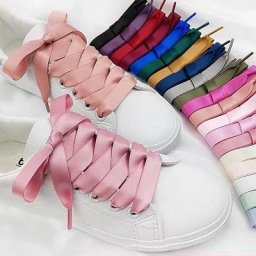 InjShoe-Lacets de chaussures en satin pour femme ruban plat baskets bottes longueur 80cm 100cm