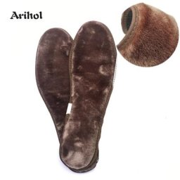Semelles intérieures chaudes en peluche pour chaussures fibre optique d'hiver charbon de bambou