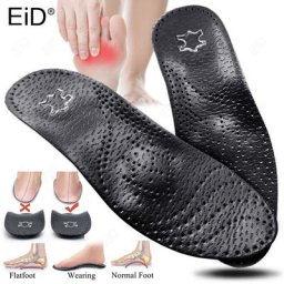 EiD-Semelles intérieures orthopédiques en cuir noir support d'arc 25mm pour pied plat O/X