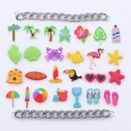 Breloques en PVC pour chaussures en forme d'arbre soleil plage coquillage décorations de