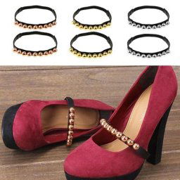 Sangles de chaussures rivetées en cuir PU pour femmes poignées amovibles décor de chaussures à