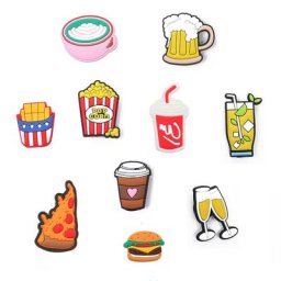 Breloques pour chaussures Hamburgers et boissons frites Popcorn et café accessoires de