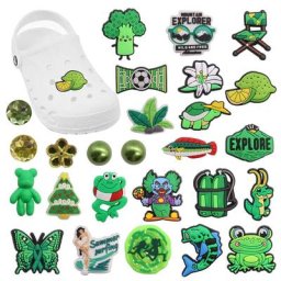 Breloques de Chaussures en PVC Grenouille Verte Tortue Papillon Citron Accessoires de