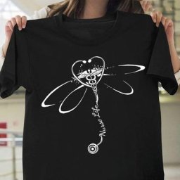 T-shirt manches courtes col rond femme estival et décontracté avec image de libellule