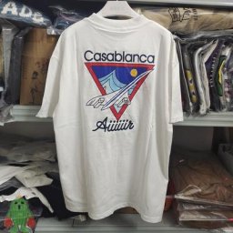 T-Shirt à Manches Courtes pour Homme et Femme Noir et Blanc Photo Réelle Casablanca