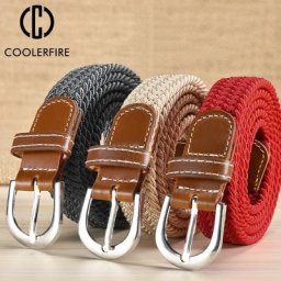 Ceinture en toile tricotée pour femmes élastique extensible décontractée sangle tactique pour