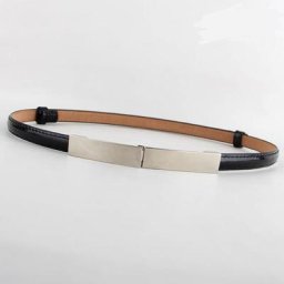 Ceinture simple en cuir PU pour femmes boucle carrée ajustable tendance décorative fine