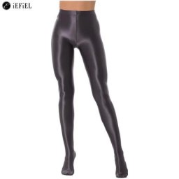 Collants taille haute opaques brillants pour femmes bas sexy collants à pieds d'huile brillants