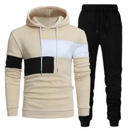 Ensemble de survêtement 2 pièces patchwork pour hommes sweats à capuche et pantalons sweat-shirt