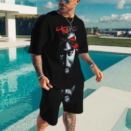 Ensemble de t-shirts surdimensionnés à col rond imprimé 3D unisexe Streetwear Hip Hop Économie