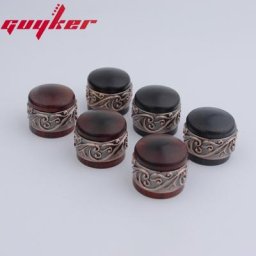Bouton de potentiomètre en bois de santal rouge/ébène argent ou or Antique fleur d'herbe longue
