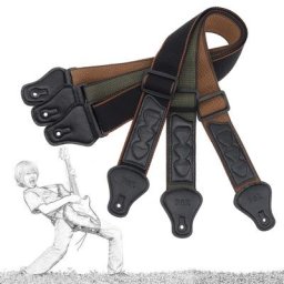 Adjustable Guitar Strap Pure Cotton Acoustic Electric Bass Guitar Belt with Plectrums Picks Pockets