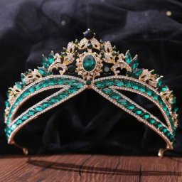 Diadème de mariée en strass style Baroque rétro cristal vert géométrique couronne spectacle