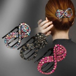 Pinces à cheveux en forme de 8 strass pour femmes Vintage élégant queue de cheval couvre-chef