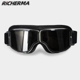 Lunettes de protection pour casque de moto Vintage Anti-éblouissement coupe-vent en cuir pour